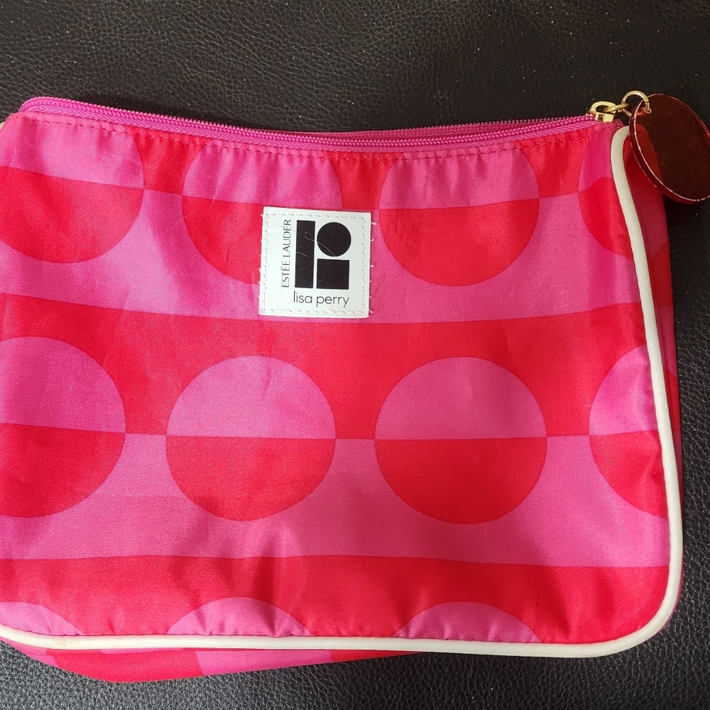 Estee Lauder Lisa Perry Retro Red and Pink Polka Dot Cosmetic Bag